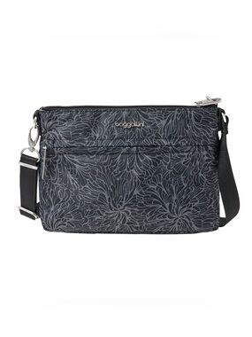Baggallini Black and Gray Floral Crossbody